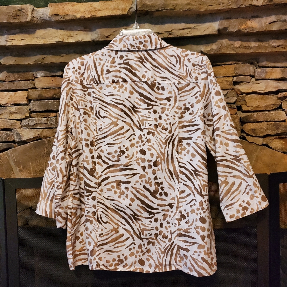 JM Collection Gold Button Down Linen Top - Picture 5 of 6